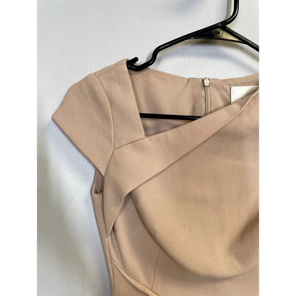 L.K. BENNETT Sissi Asymmetric Neck Knee Length Sheath Dress Pink/nude - Picture 3 of 13